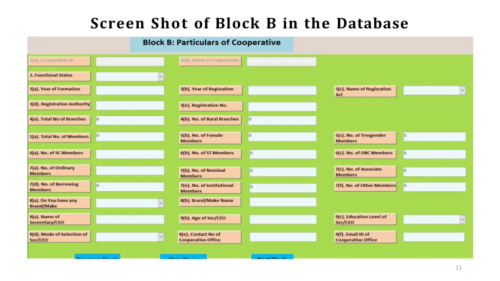 screen shot of block b in the database