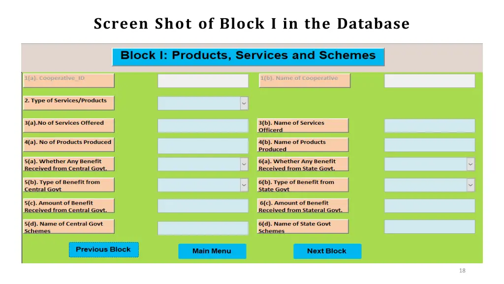 screen shot of block i in the database