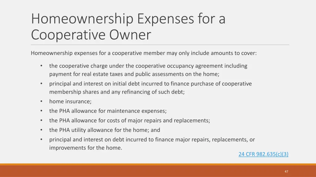 homeownership expenses for a cooperative owner