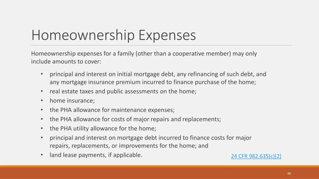 homeownership expenses