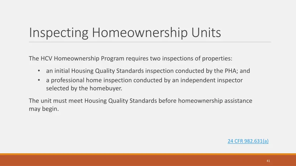 inspecting homeownership units