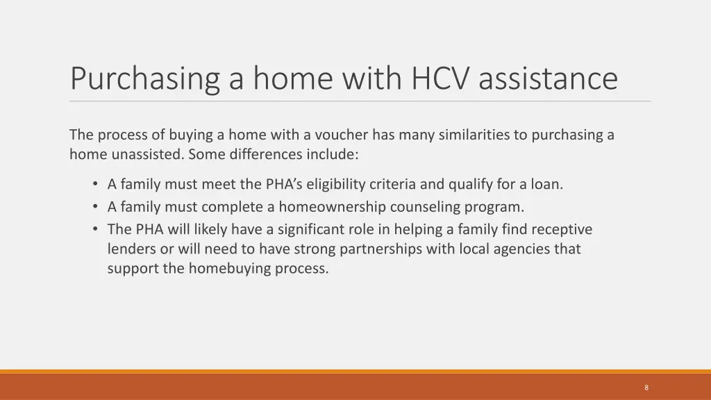 purchasing a home with hcv assistance