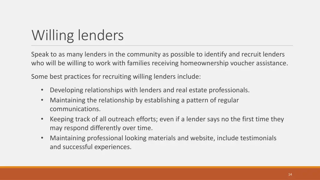 willing lenders