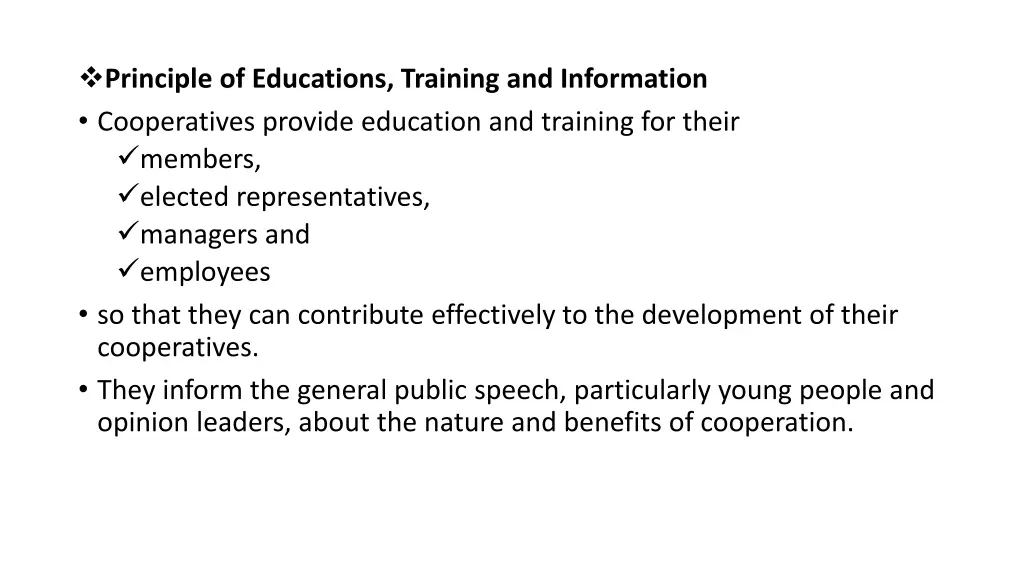 principle of educations training and information