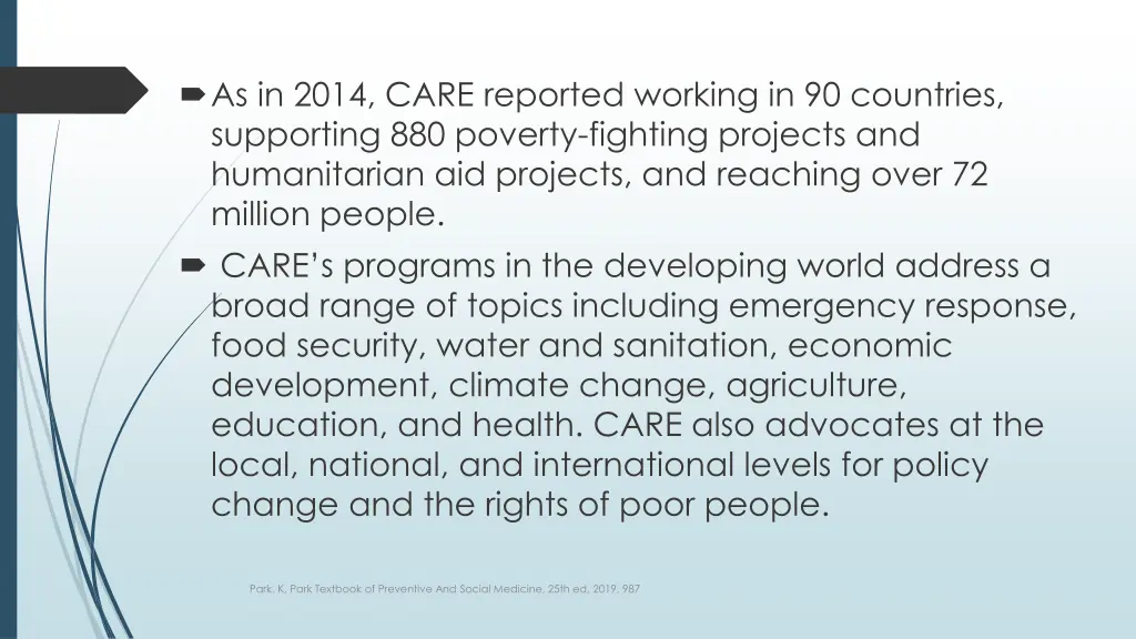 as in 2014 care reported working in 90 countries