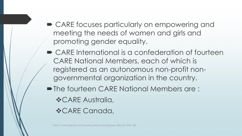 care focuses particularly on empowering