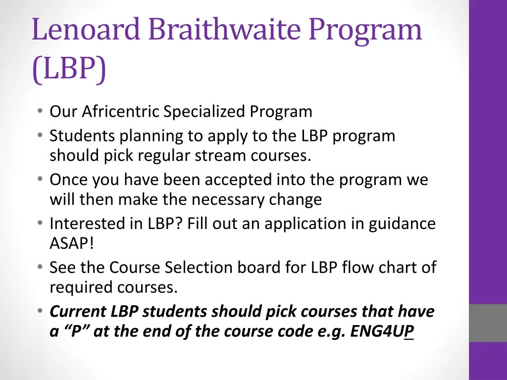 lenoard braithwaite program lbp