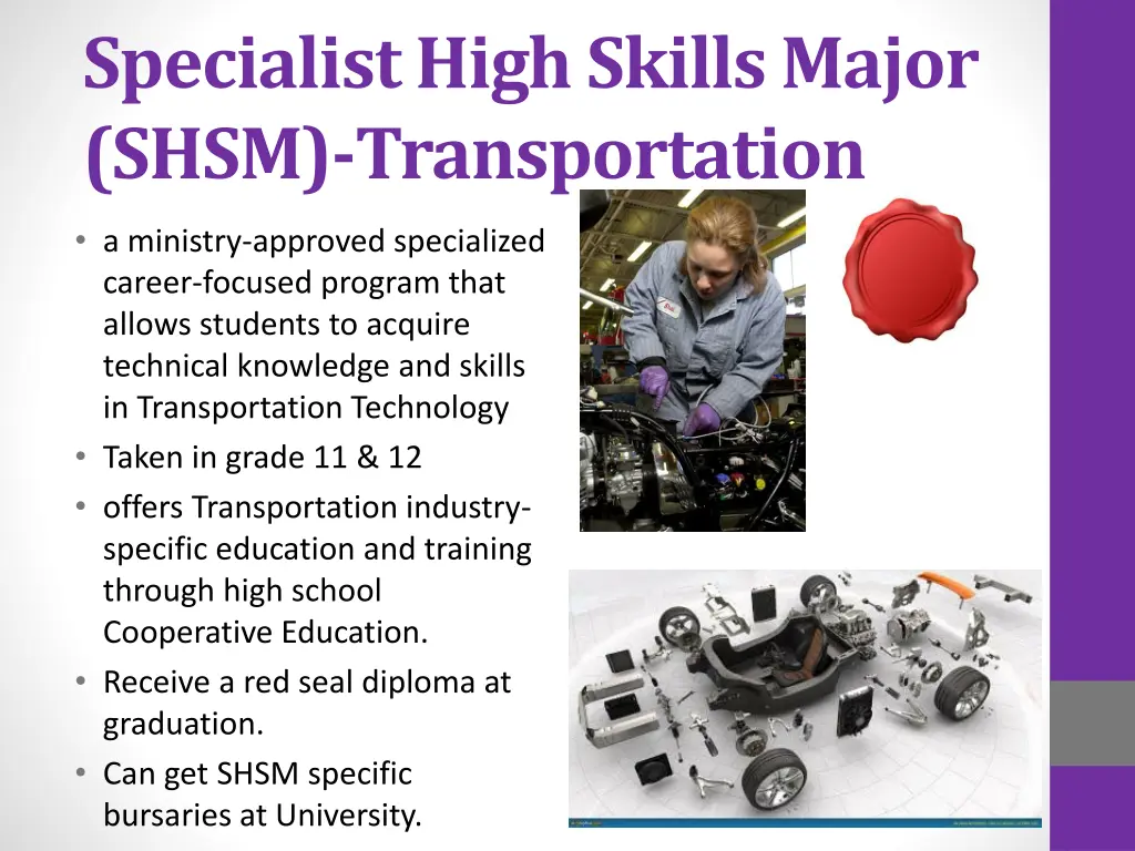 specialist high skills major shsm transportation