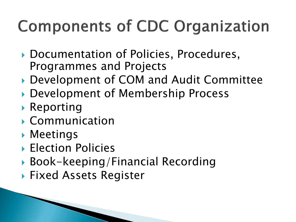 documentation of policies procedures programmes