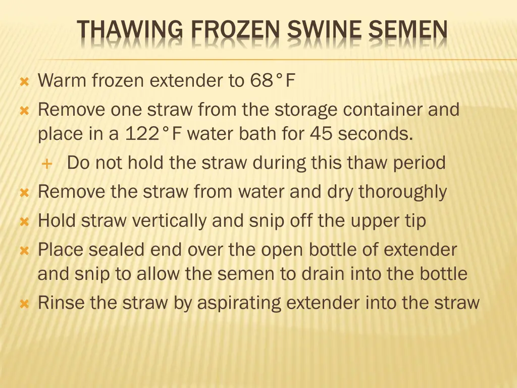 thawing frozen swine semen