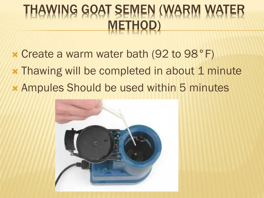 thawing goat semen warm water method