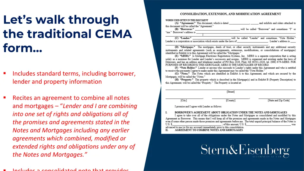 let s walk through the traditional cema form