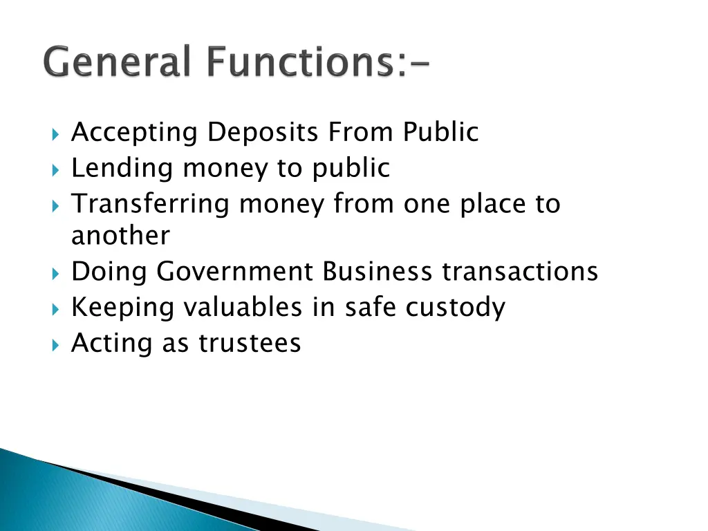 accepting deposits from public lending money