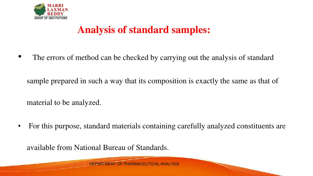 analysis of standard samples