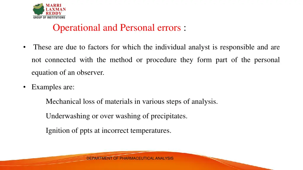 operational and personal errors