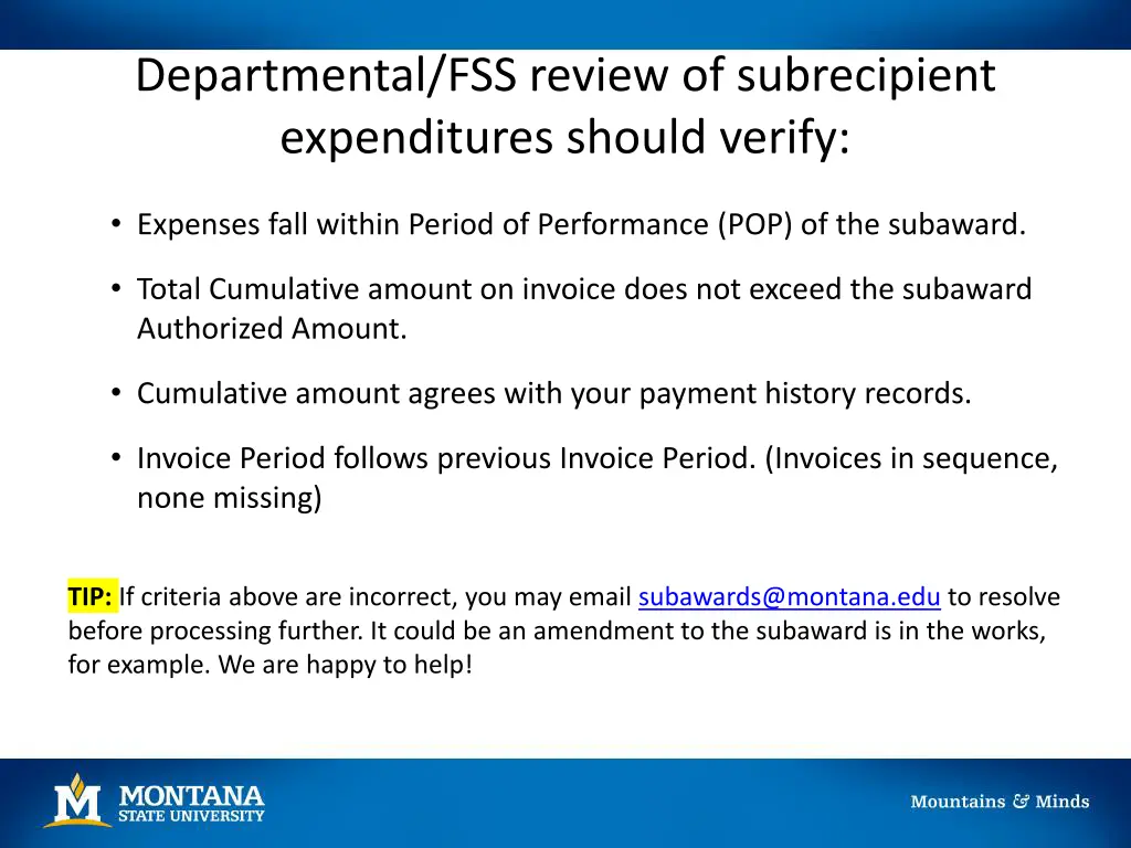 departmental fss review of subrecipient