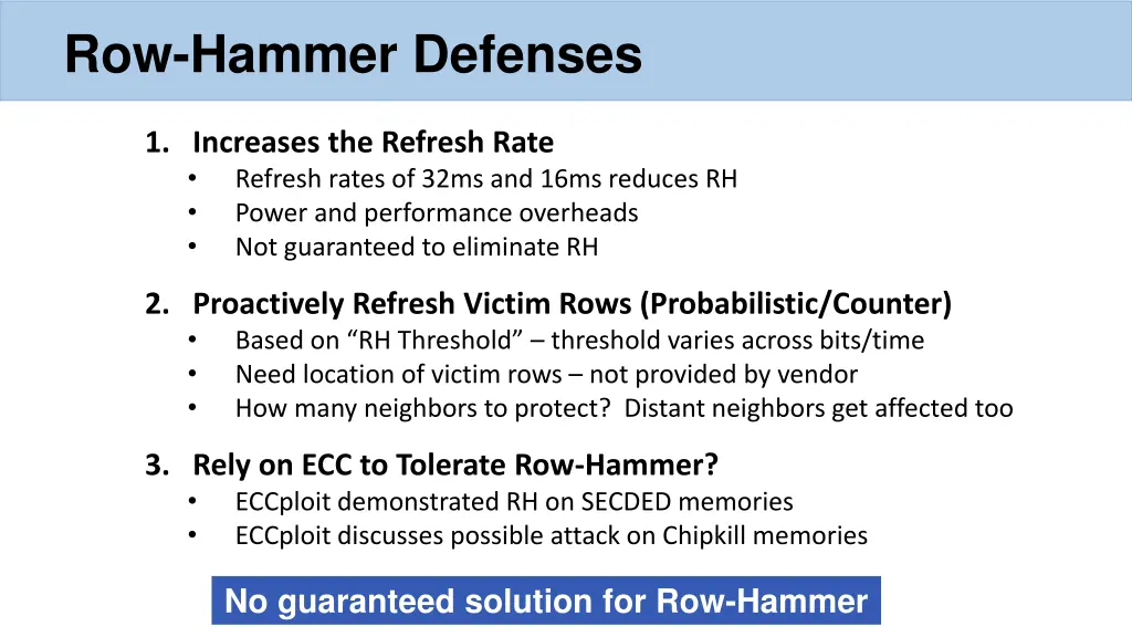 row hammer defenses