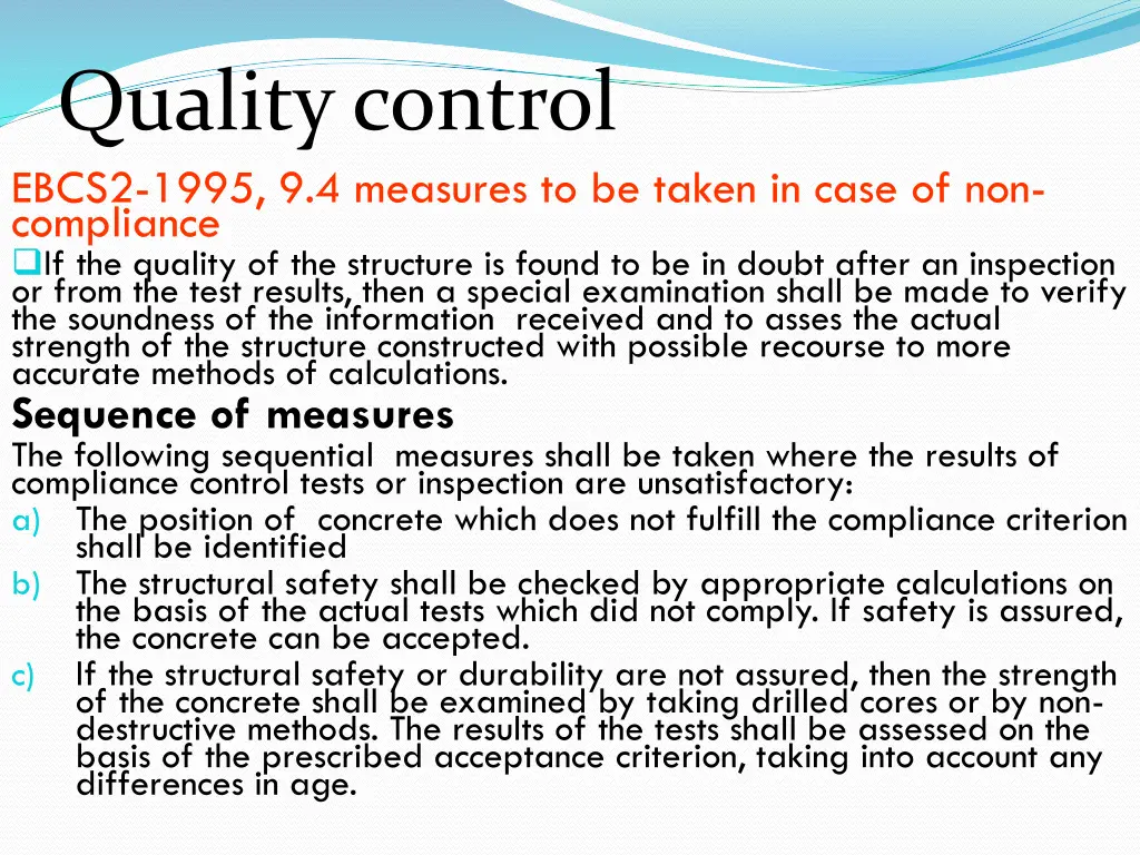 quality control ebcs2 1995 9 4 measures