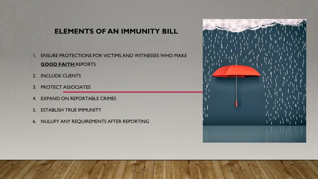 elements of an immunity bill