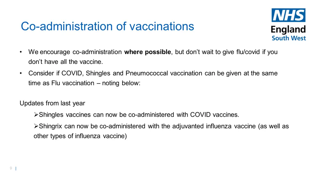 co administration of vaccinations