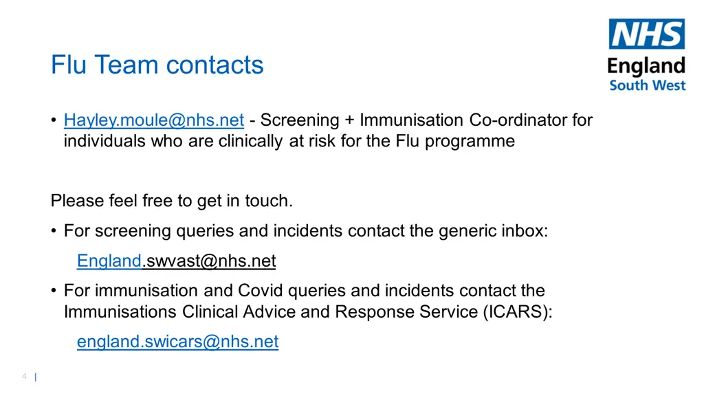 flu team contacts