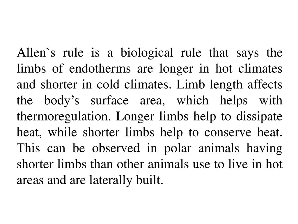 allen s rule is a biological rule that says