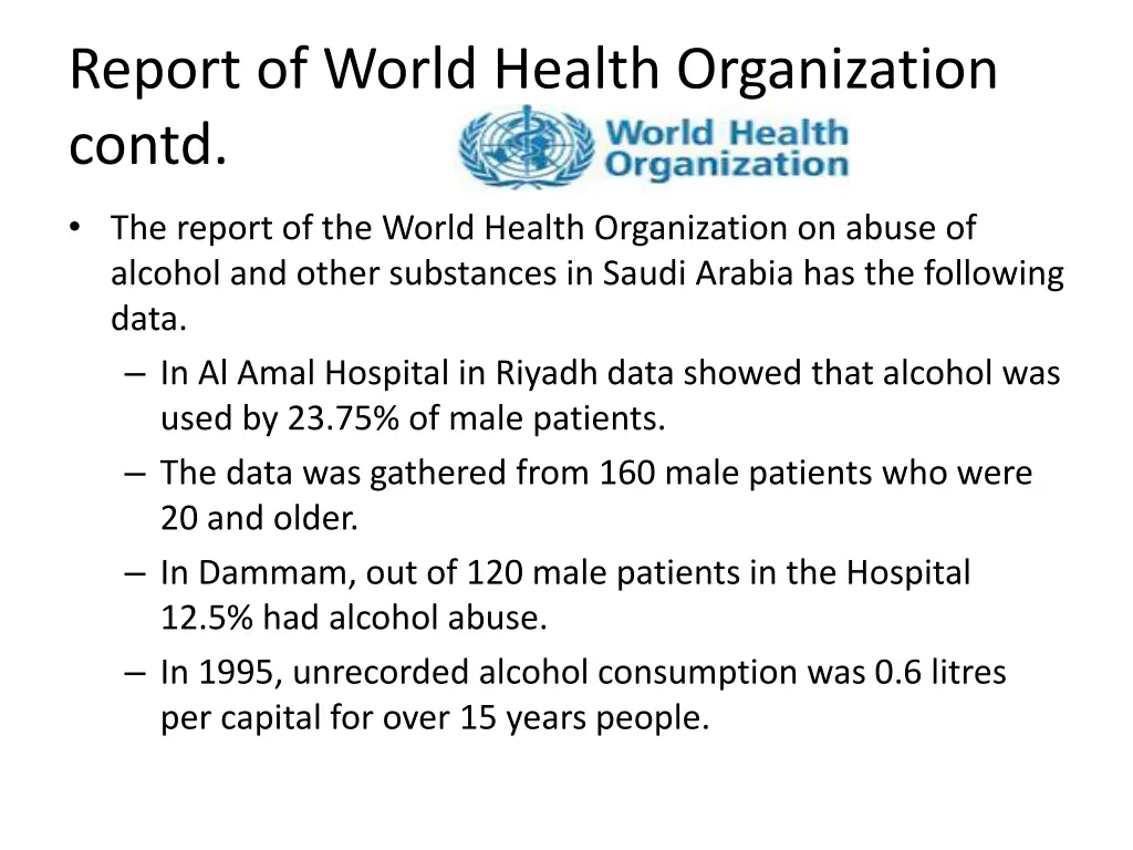 report of world health organization contd