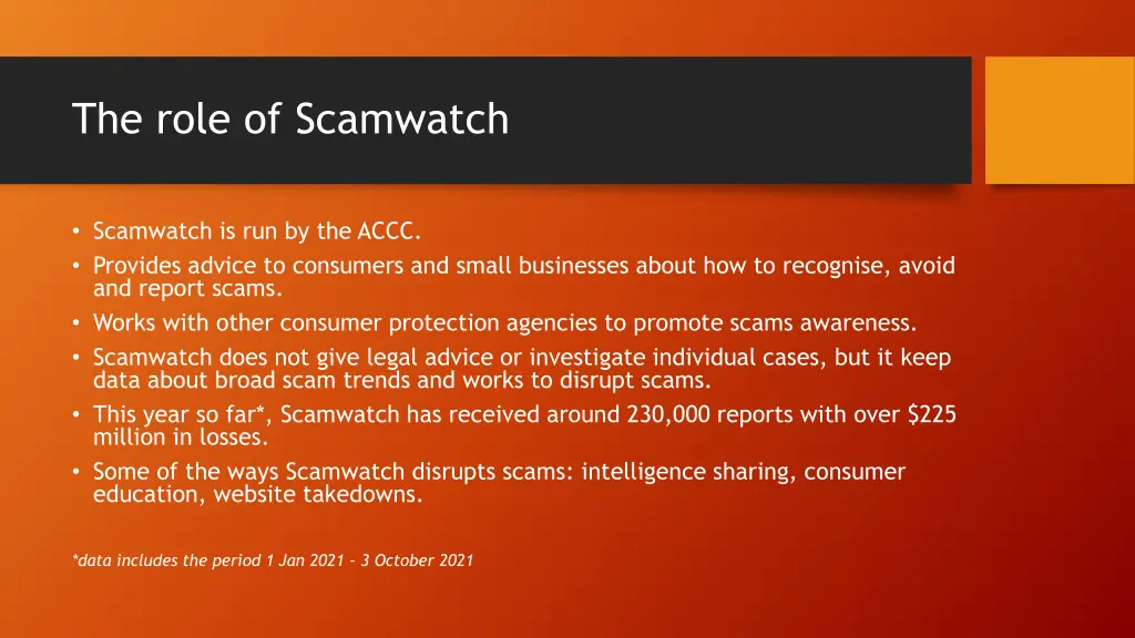 the role of scamwatch