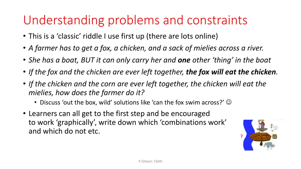 understanding problems and constraints this