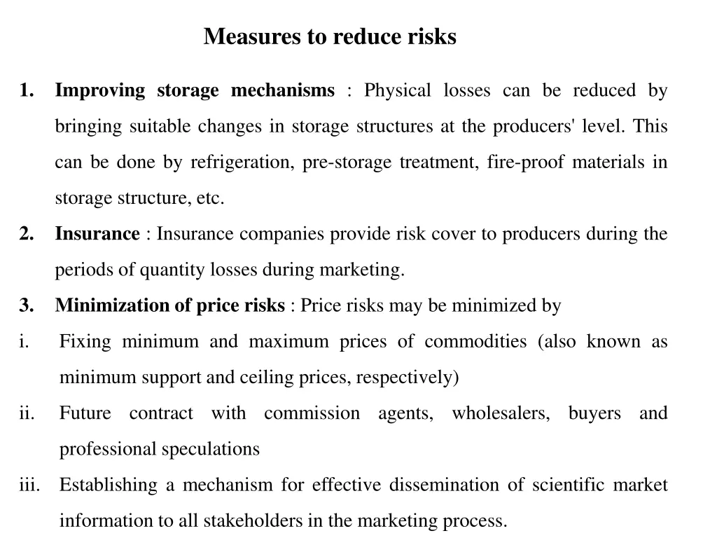 measures to reduce risks