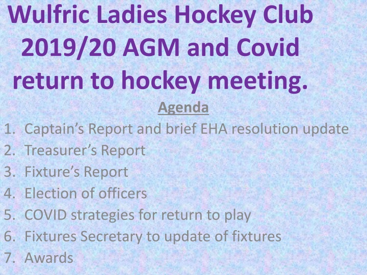 wulfric ladies hockey club 2019 20 agm and covid