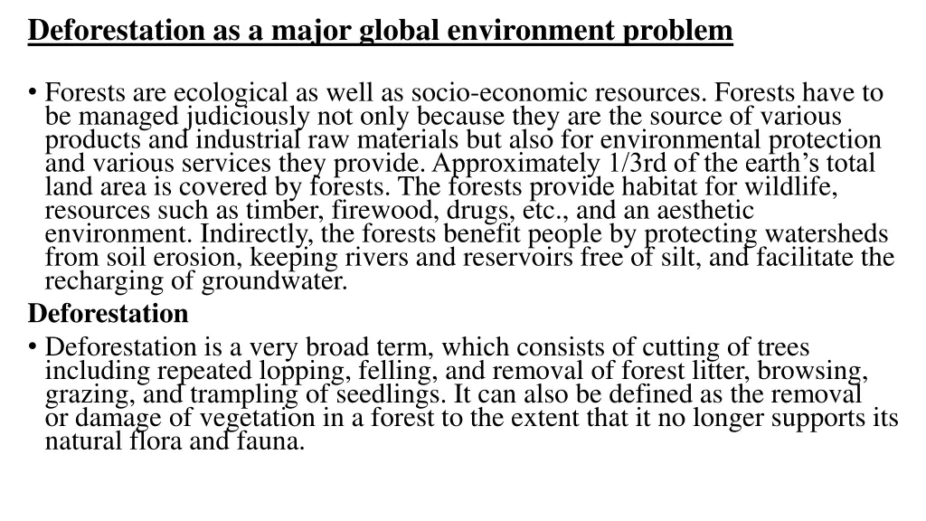 deforestation as a major global environment