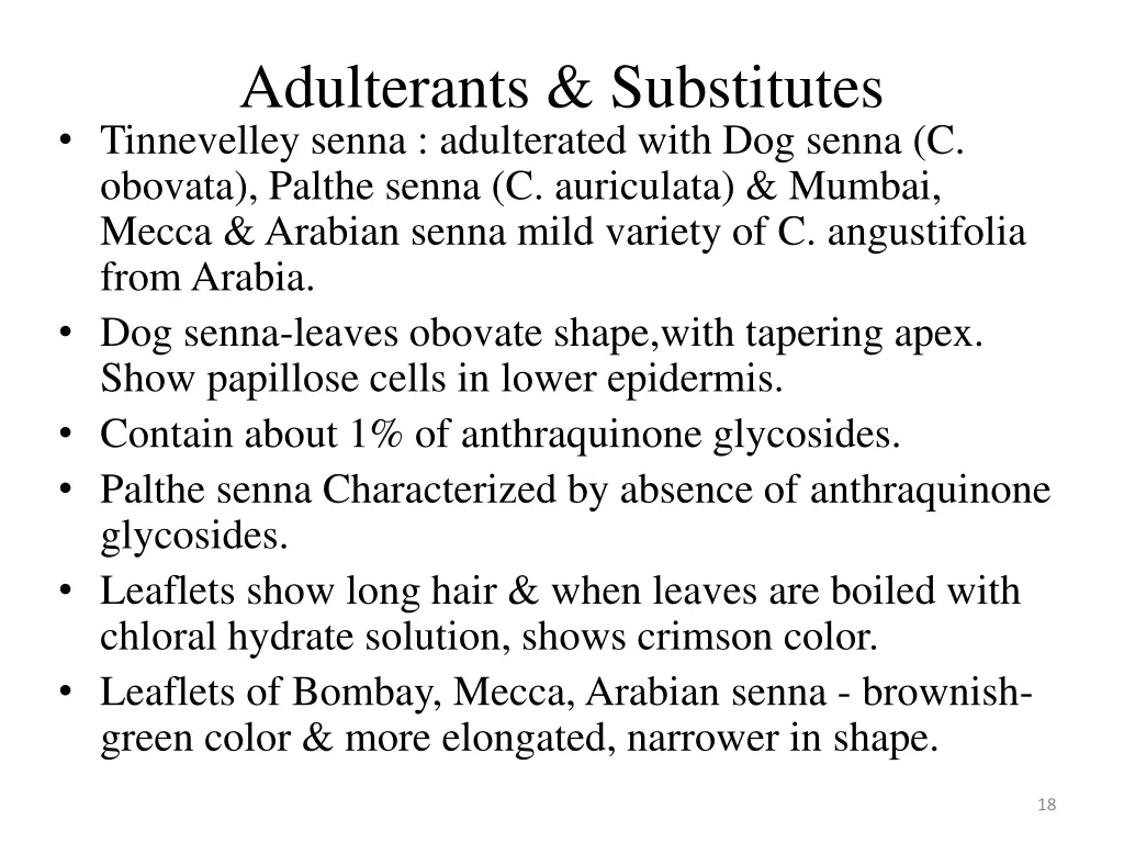 adulterants substitutes tinnevelley senna