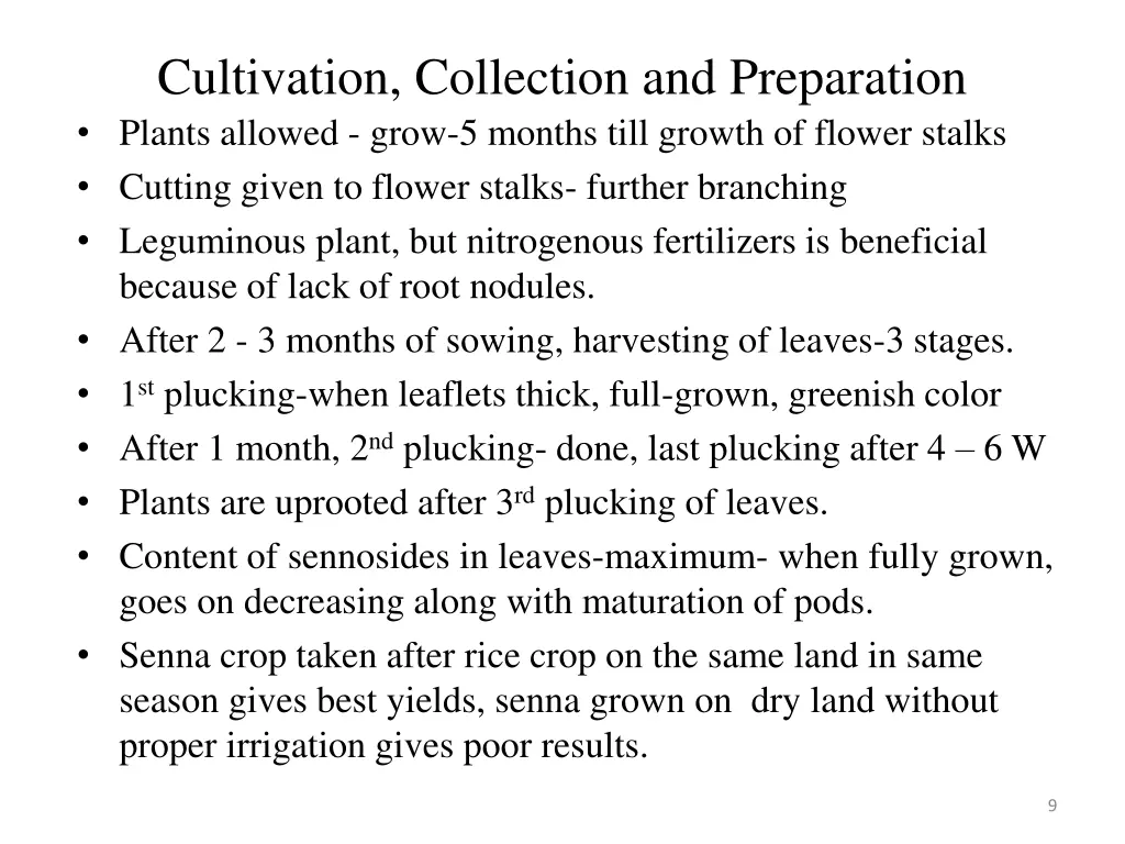 cultivation collection and preparation plants