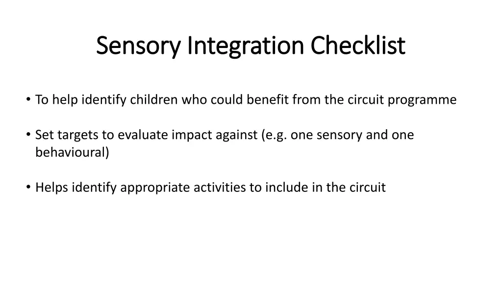 sensory integration checklist sensory integration