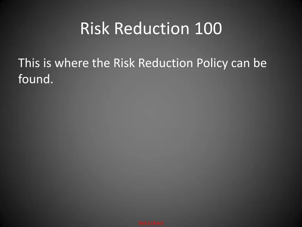 risk reduction 100