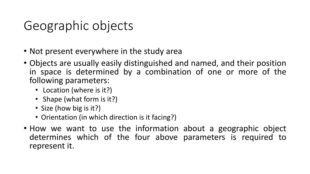 geographic objects