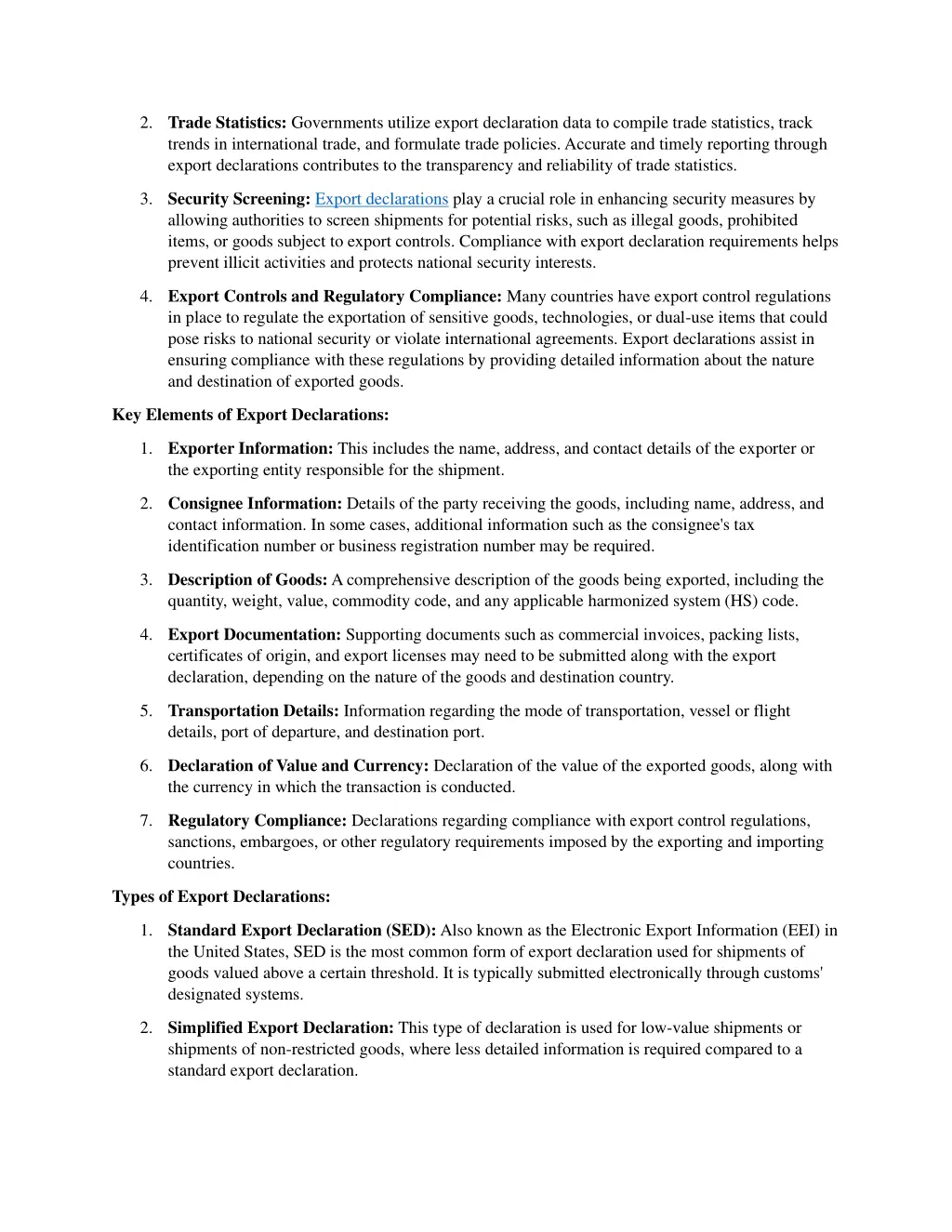 2 trade statistics governments utilize export