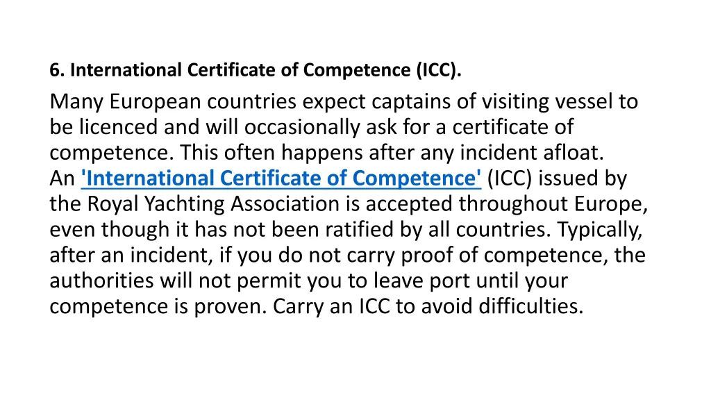 6 international certificate of competence