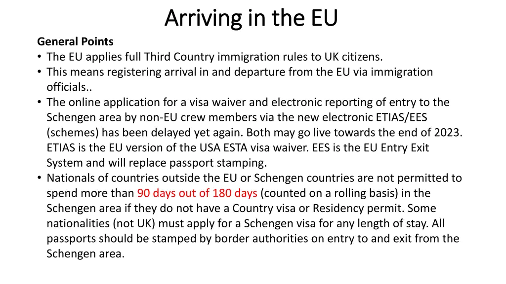 arriving in the eu arriving in the eu