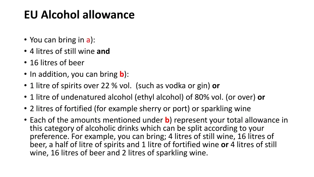 eu alcohol allowance