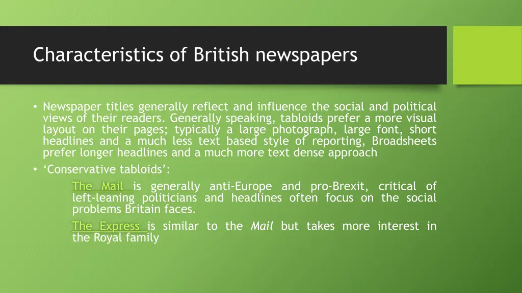 characteristics of british newspapers