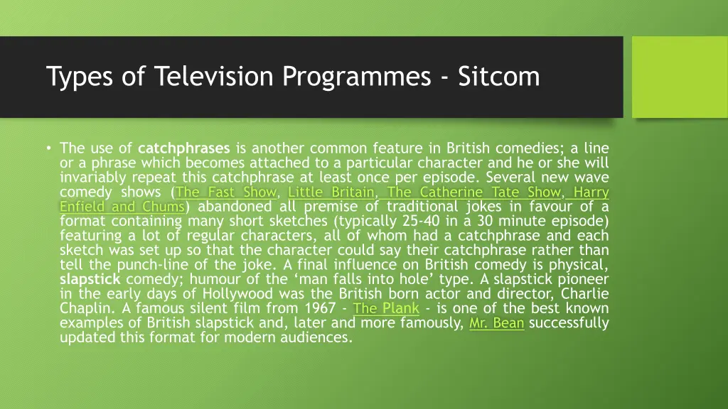 types of television programmes sitcom 1