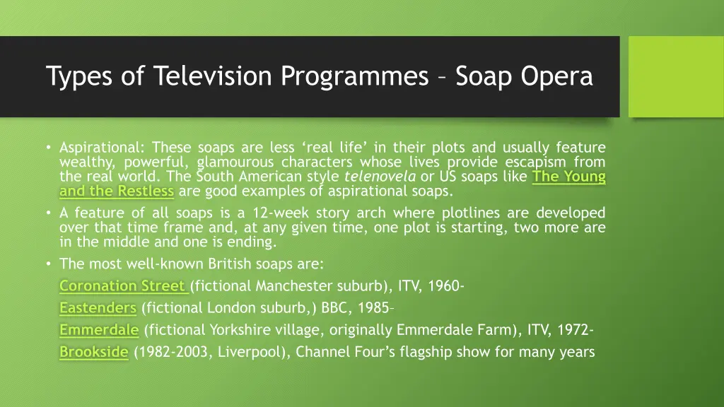 types of television programmes soap opera 1