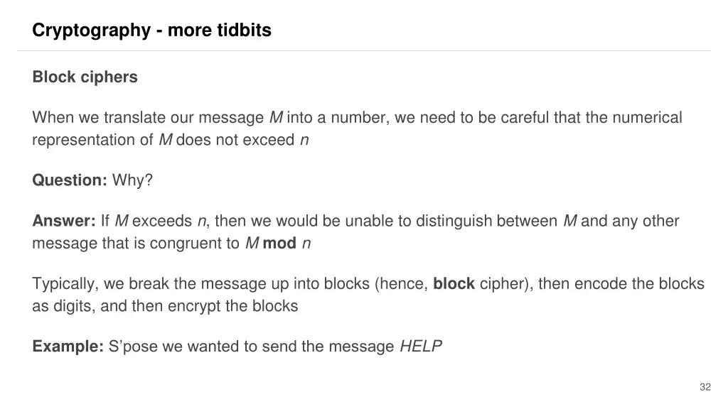 cryptography more tidbits