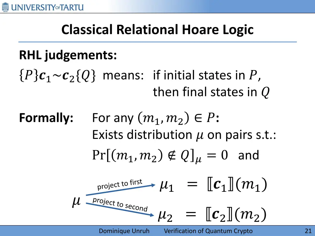 classical relational hoare logic 1