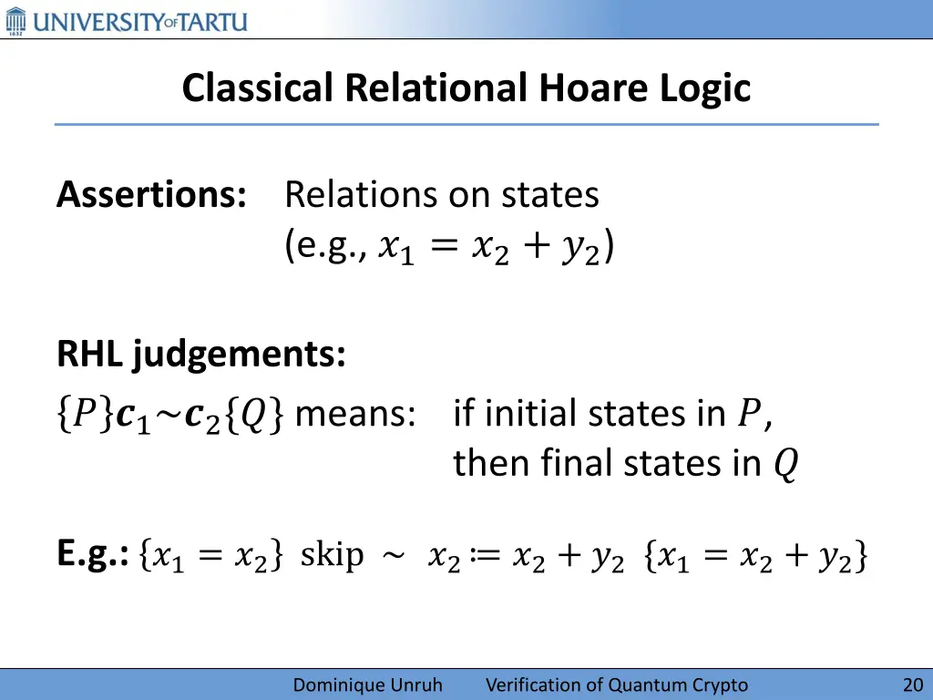 classical relational hoare logic