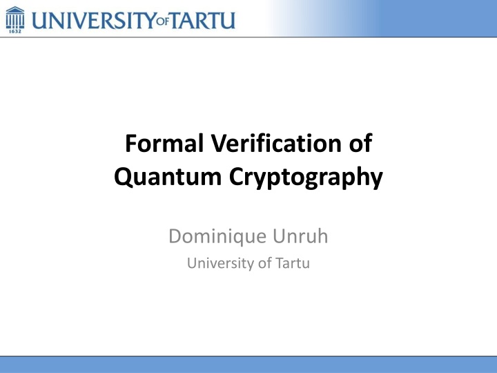 formal verification of quantum cryptography