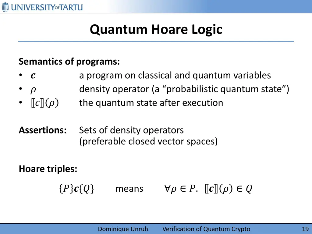 quantum hoare logic