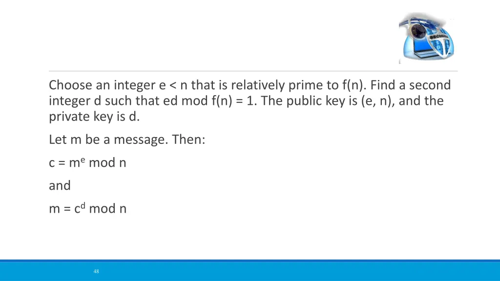 choose an integer e n that is relatively prime